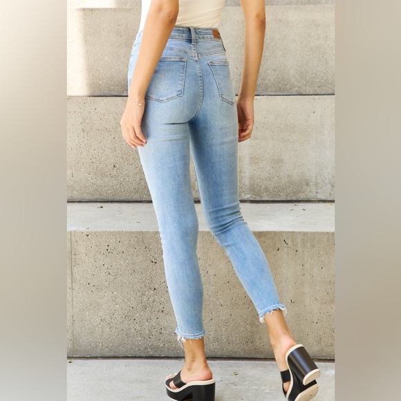 Full Size Button Fly Raw Hem Jeans - Picture 3 of 9